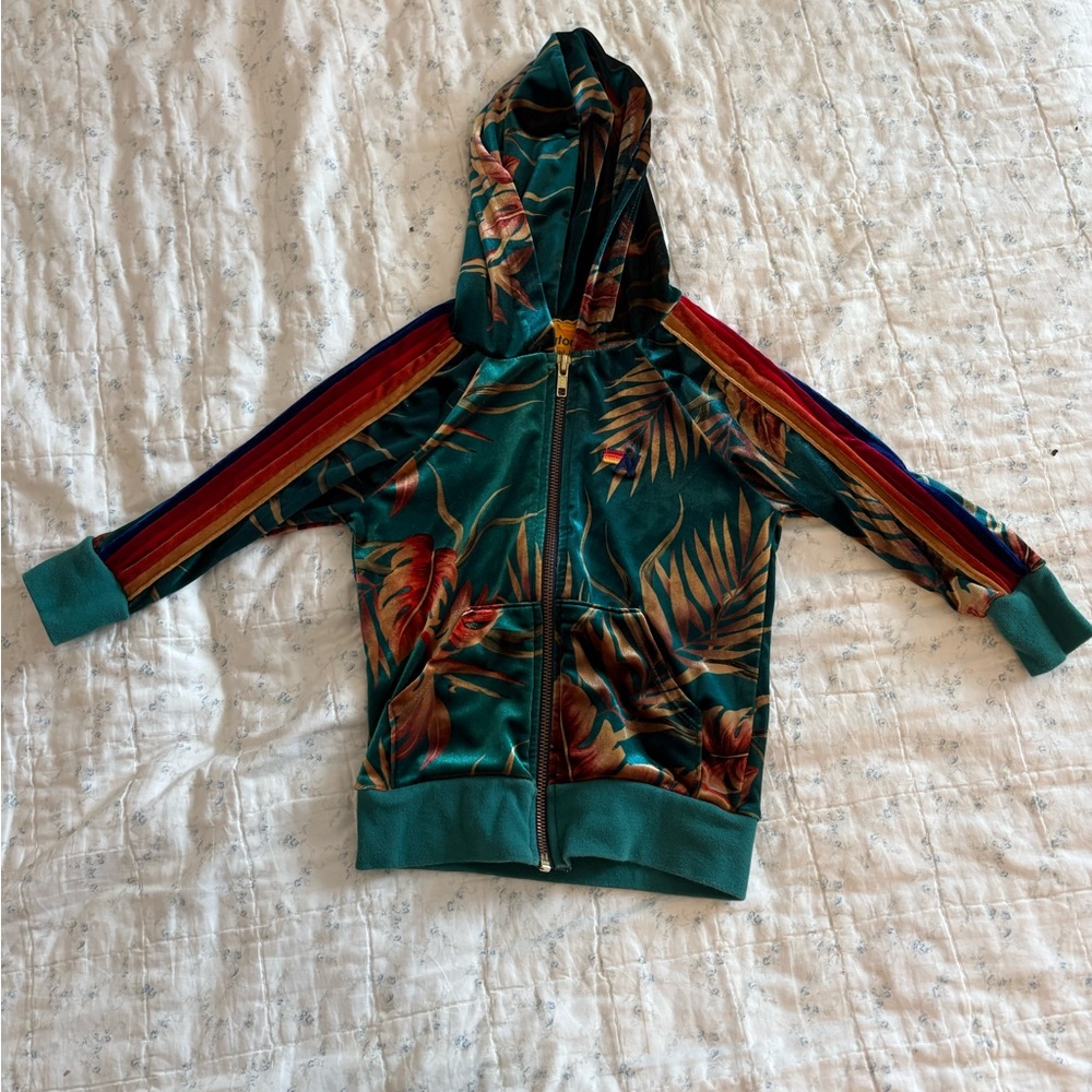 Aviator Nation Kids Teal and Red Floral Hoodie